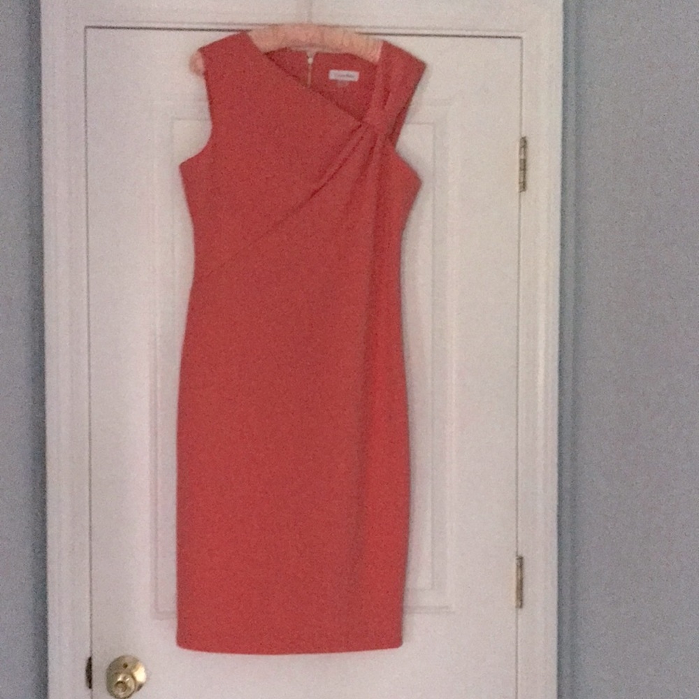 Peach Classic sheath dress.